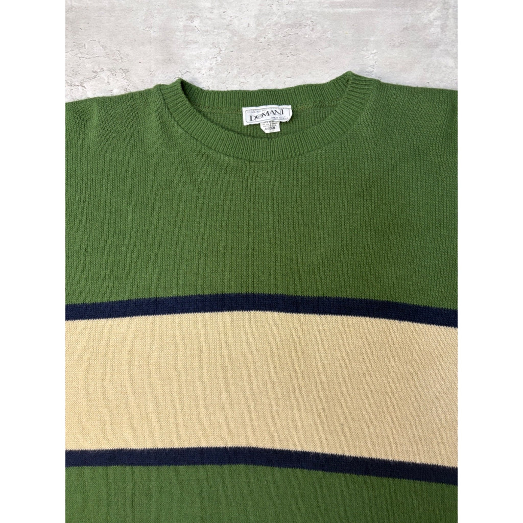 Vintage 90s Domani Striped Pullover Ribbed Knit Sweater Size Medium