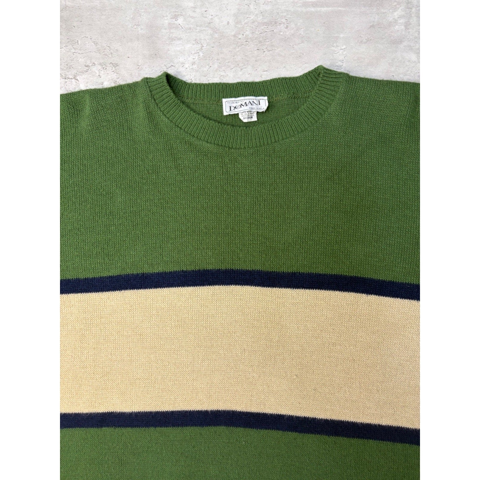Vintage 90s Domani Striped Pullover Ribbed Knit Sweater Size Medium