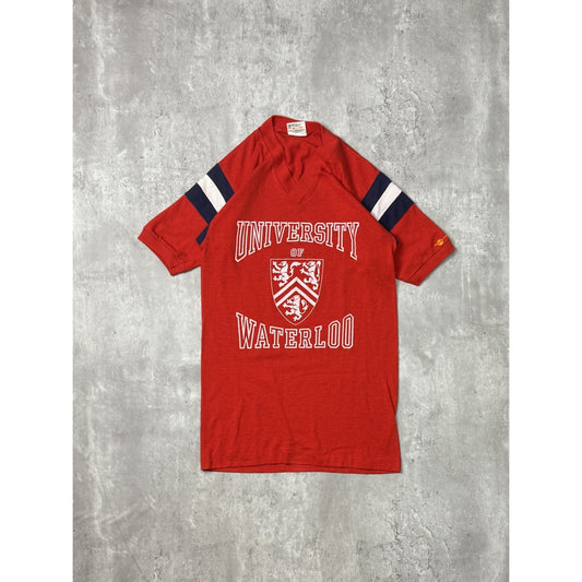 Vintage 70s/80s University Of Waterloo Collegiate Crest Football Jersey Sz Small