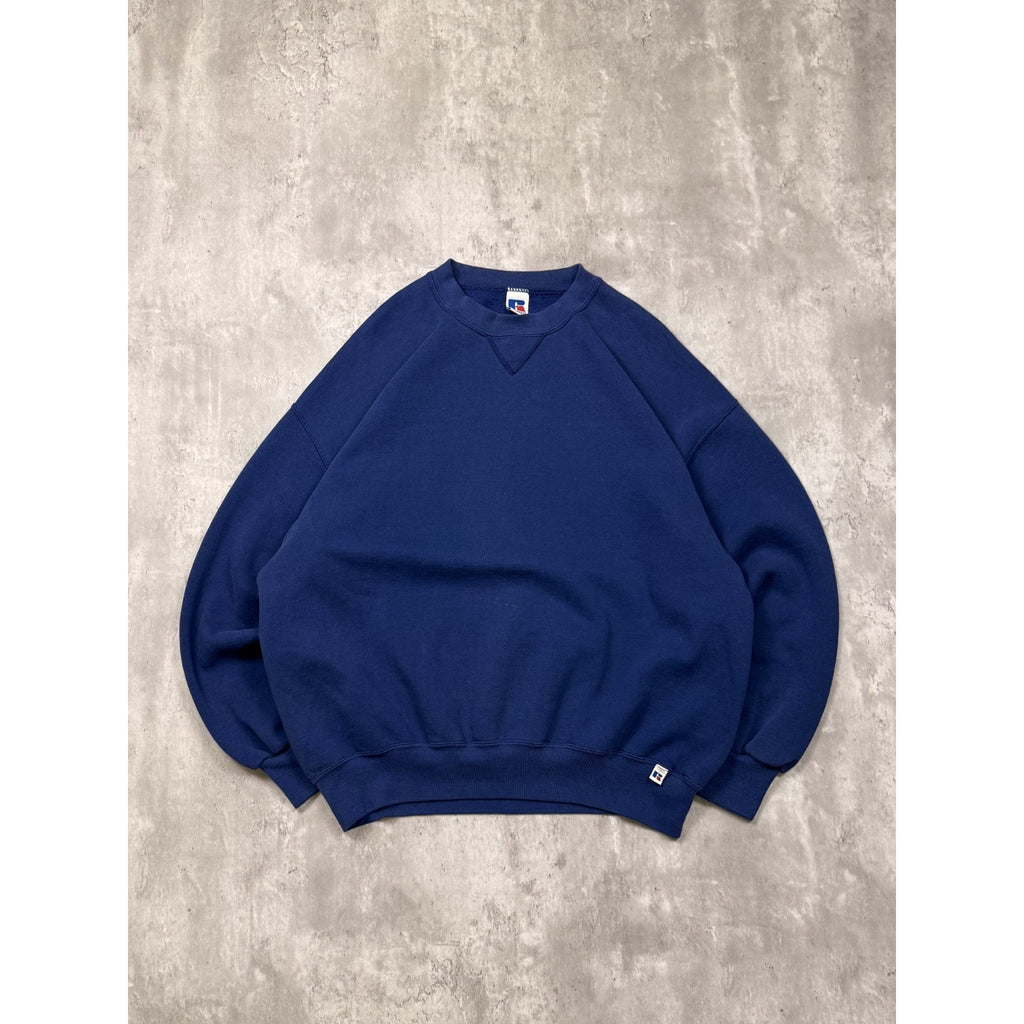 Vintage 90s Russell Athletics Blank Pullover Blue Crewneck Sweatshirt Size 2XL