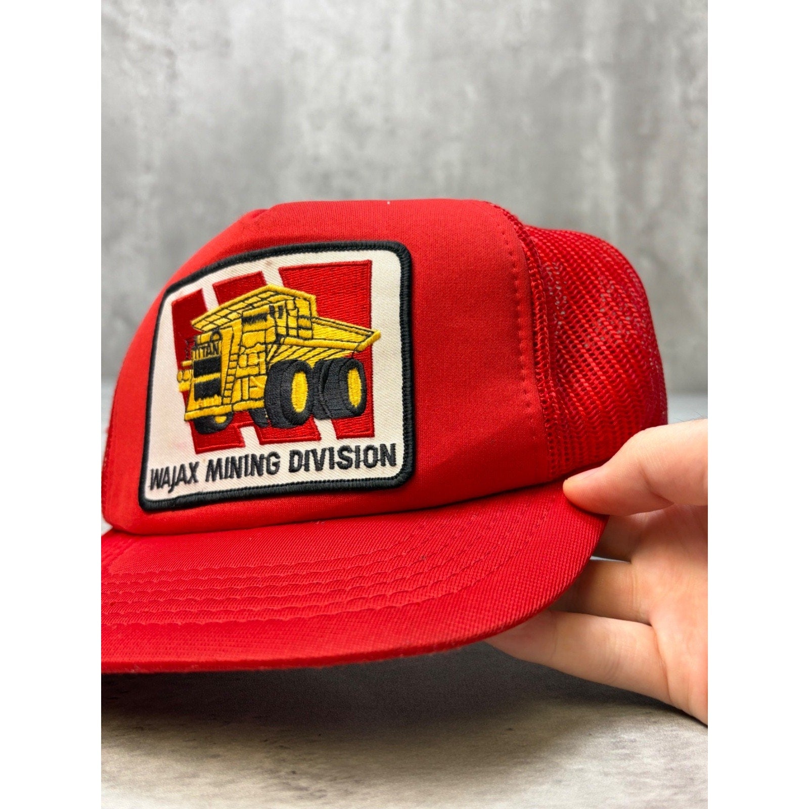 Vintage 80s/90s Wajax Mining Division Embroidered Trucker Snapback Hat OSFA