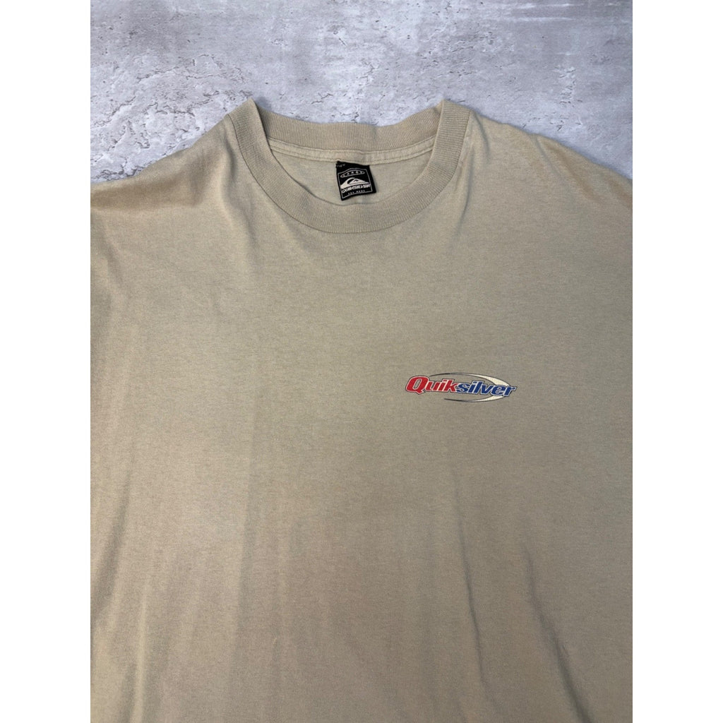 Vintage Y2K Quiksilver Advanced Boarding Two Tone Spellout Logo T-Shirt Sz Large
