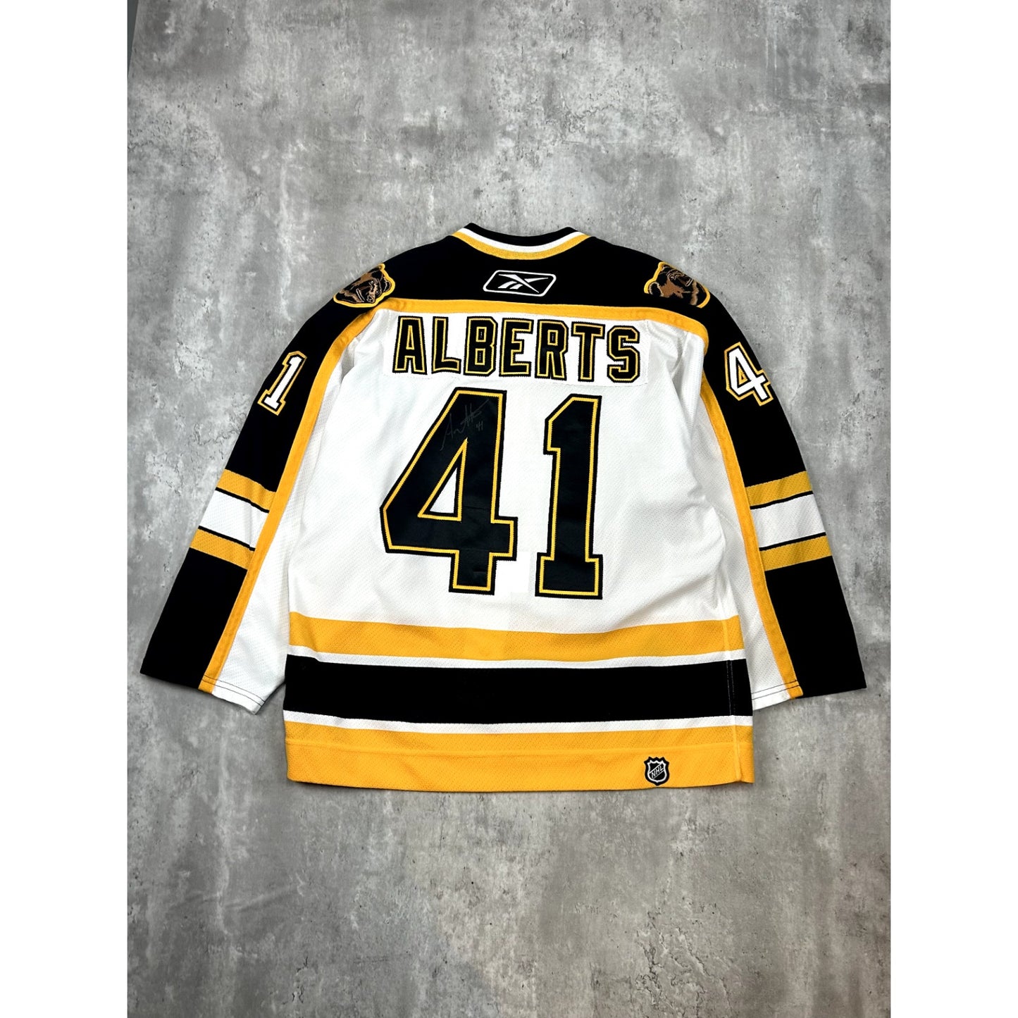 Vintage Andrew Alberts #41 Boston Bruins NHL Reebok On Ice Jersey Size 48 XL