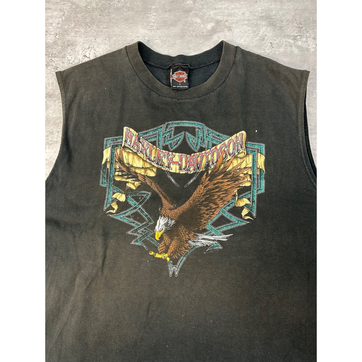 Vintage 1997 Harley Davidson Bald Eagle Graphic Sleeveless T-Shirt Size Large