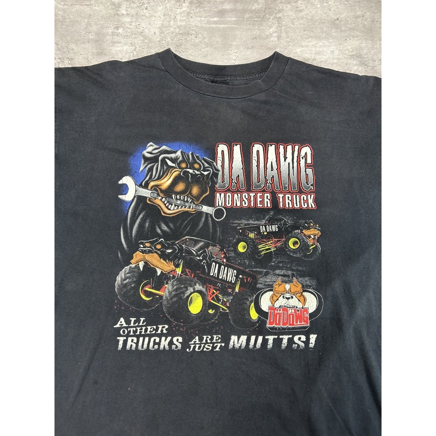 Vintage 90s Da Dawgs Monster Trucker Graphic Long Sleeve T-Shirt Size XL Black