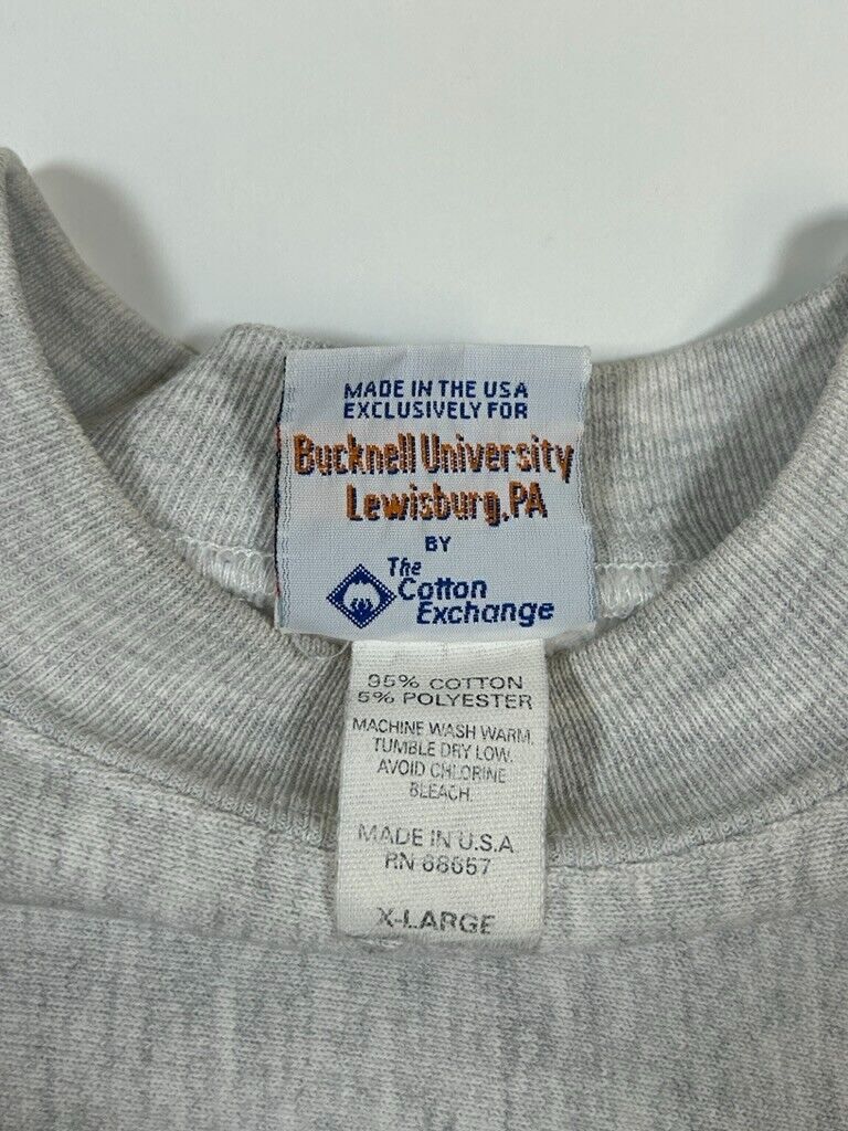 Vintage 90s Bucknell Bisons NCAA Arc Spell Out Collegiate Sweatshirt Sz XL Gray