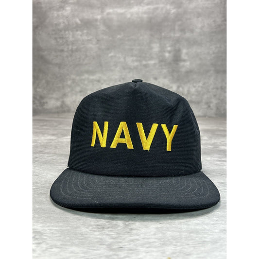 Vintage 1980s Military US Navy Embroidered Spellout Snapback Hat OSFA