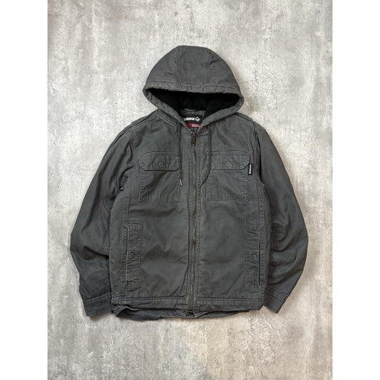 Vintage Wolverine Canvas Workwear Full Zip Hooded Jacket Size Small Gray
