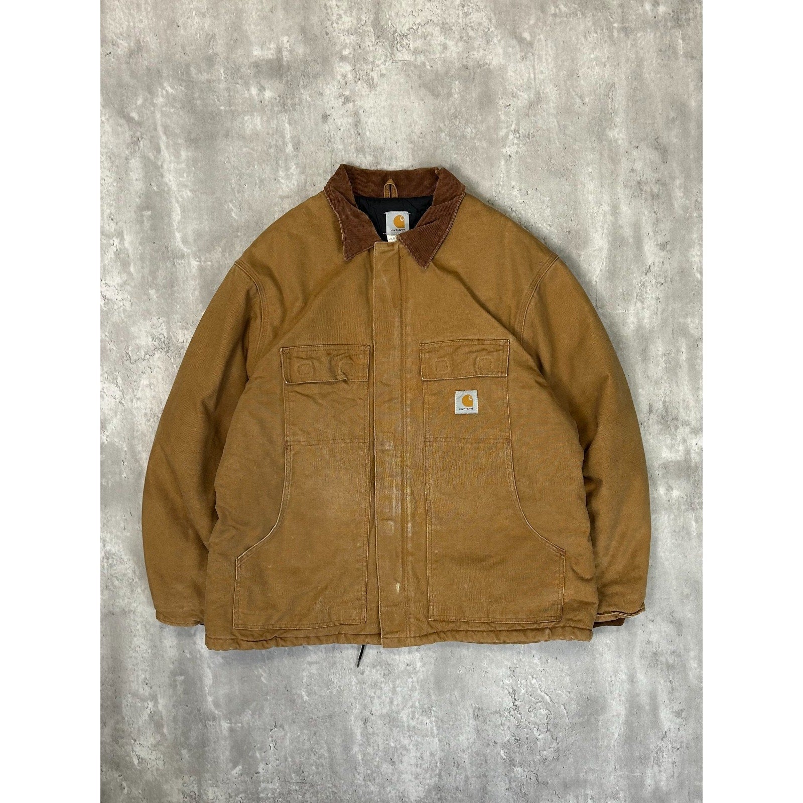Vintage Carhartt Insulated Canvas Workwear Arctic Jacket Size XL Beige