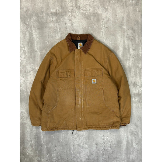 Vintage Carhartt Insulated Canvas Workwear Arctic Jacket Size XL Beige
