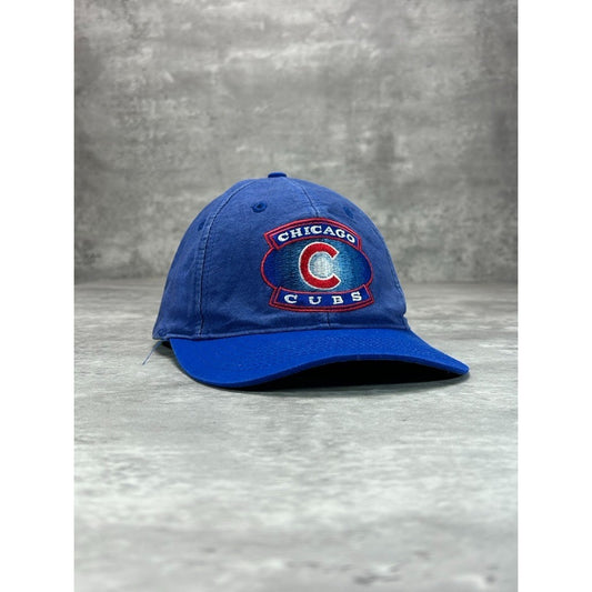 Vintage 90s Chicago Cubs MLB Embroidered Spellout Logo Snapback Hat OSFA