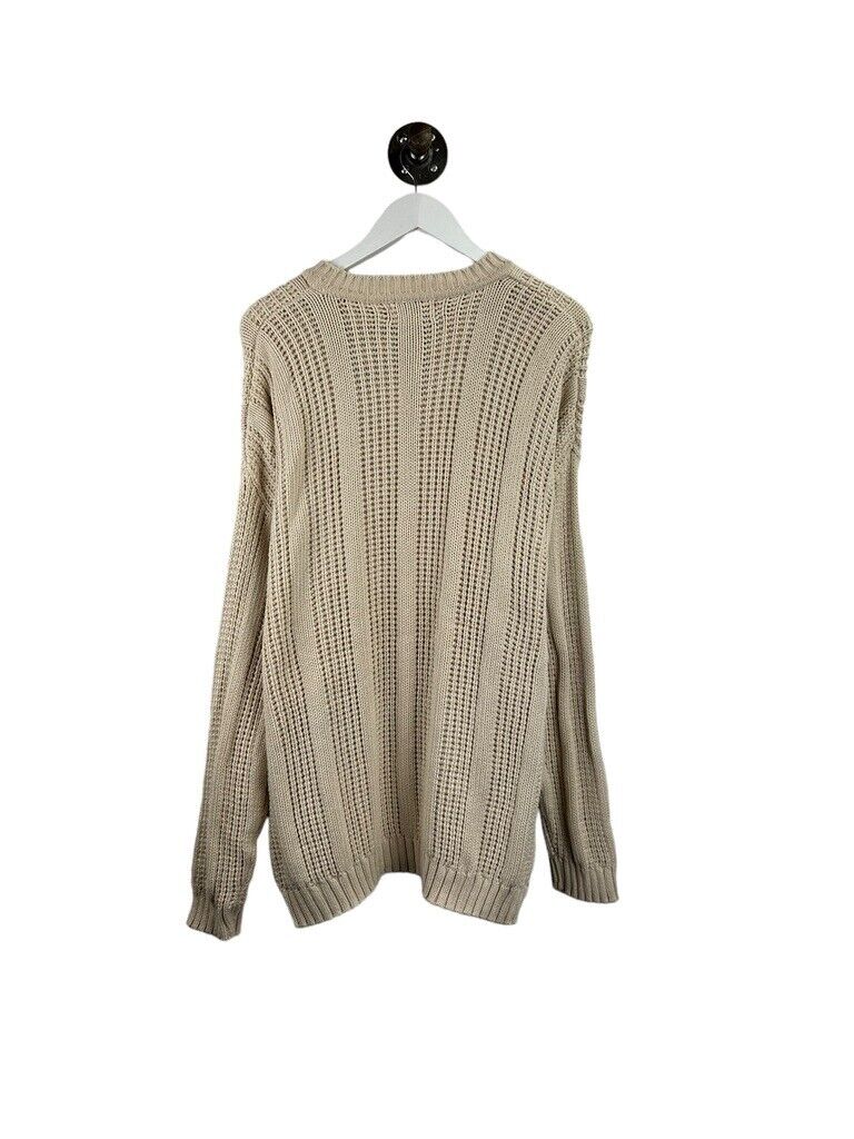 Vintage International Concepts Cable Knit Sweater Size XL Beige