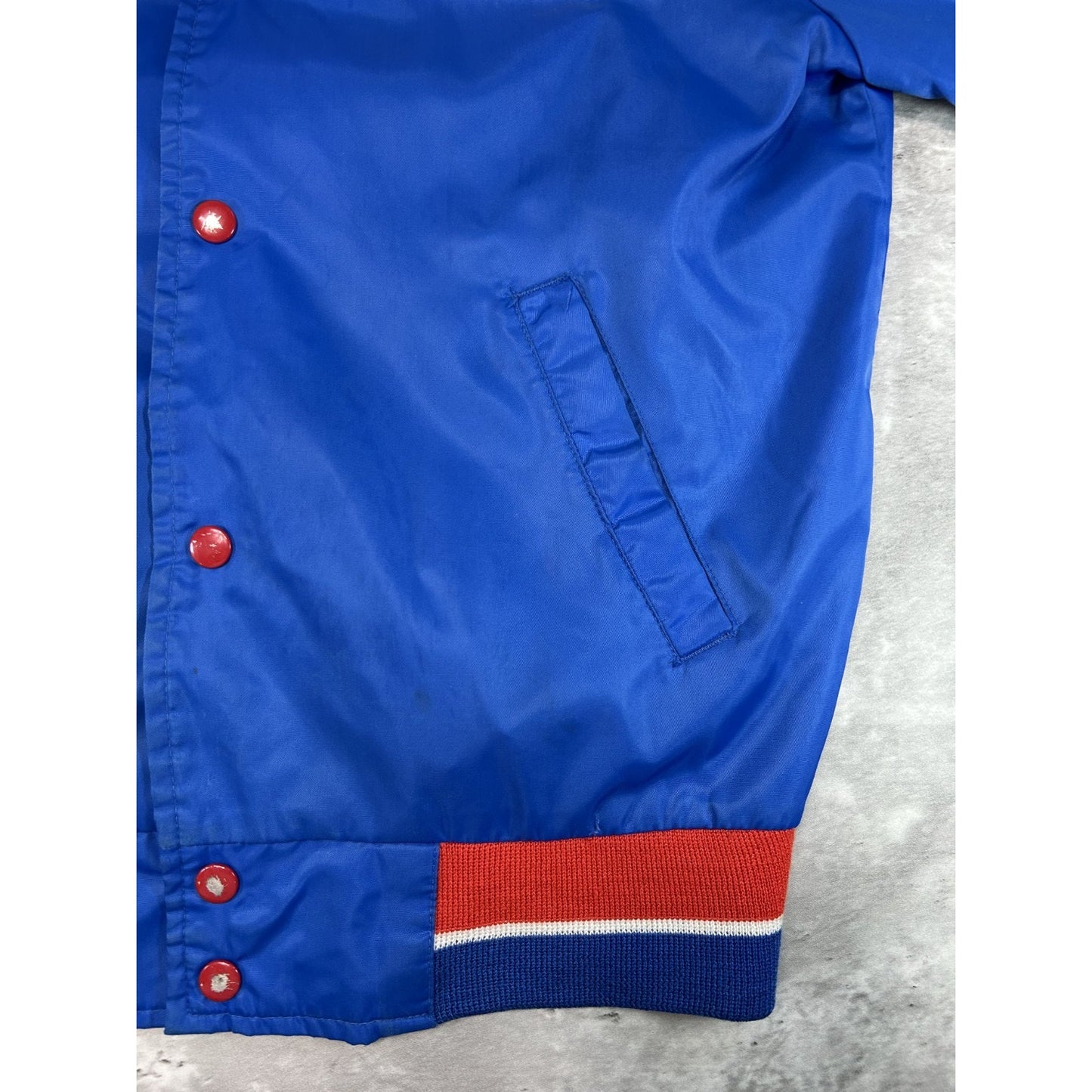 Vintage 80s Montreal Expos MLB Embroidered Nylon Bomber Jacket Size Small