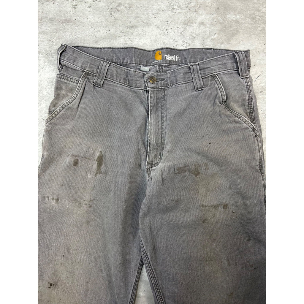 Carhartt Relaxed Fit Canvas Workwear Gray Five Pocket Pants Size 34
