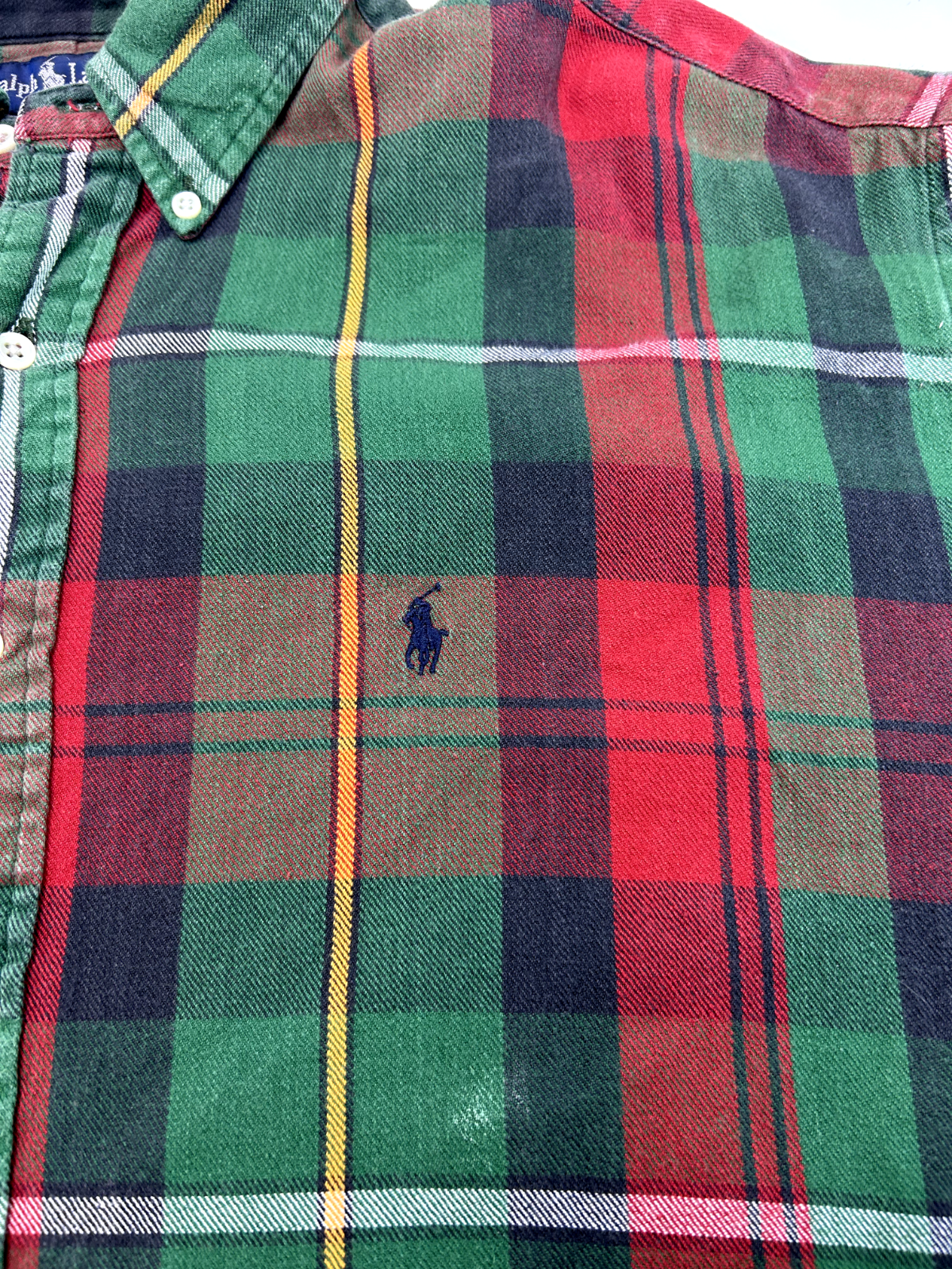 Vintage 90s Polo Ralph Lauren Embroidered Pony Plaid Button Up Shirt Size XL