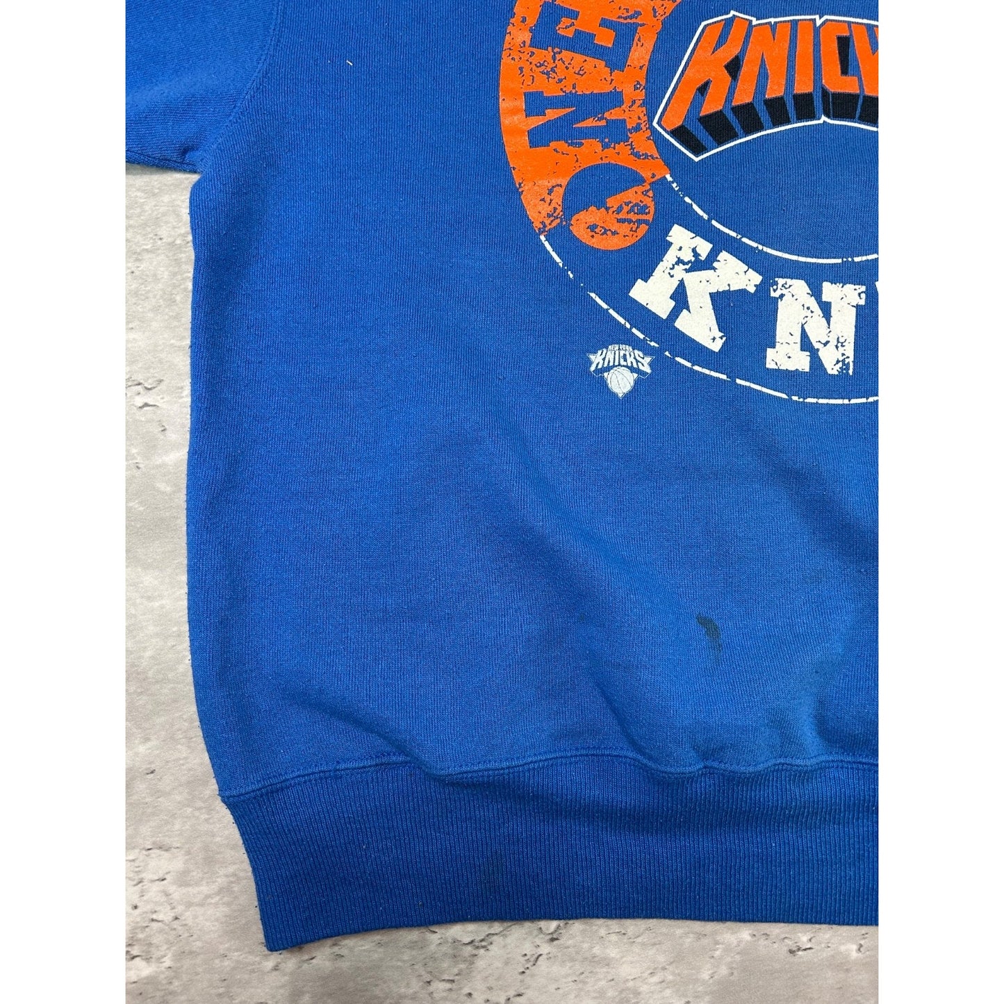 Vintage 90s New York Knicks NBA Graphic Spellout Basketball Sweatshirt Sz Large