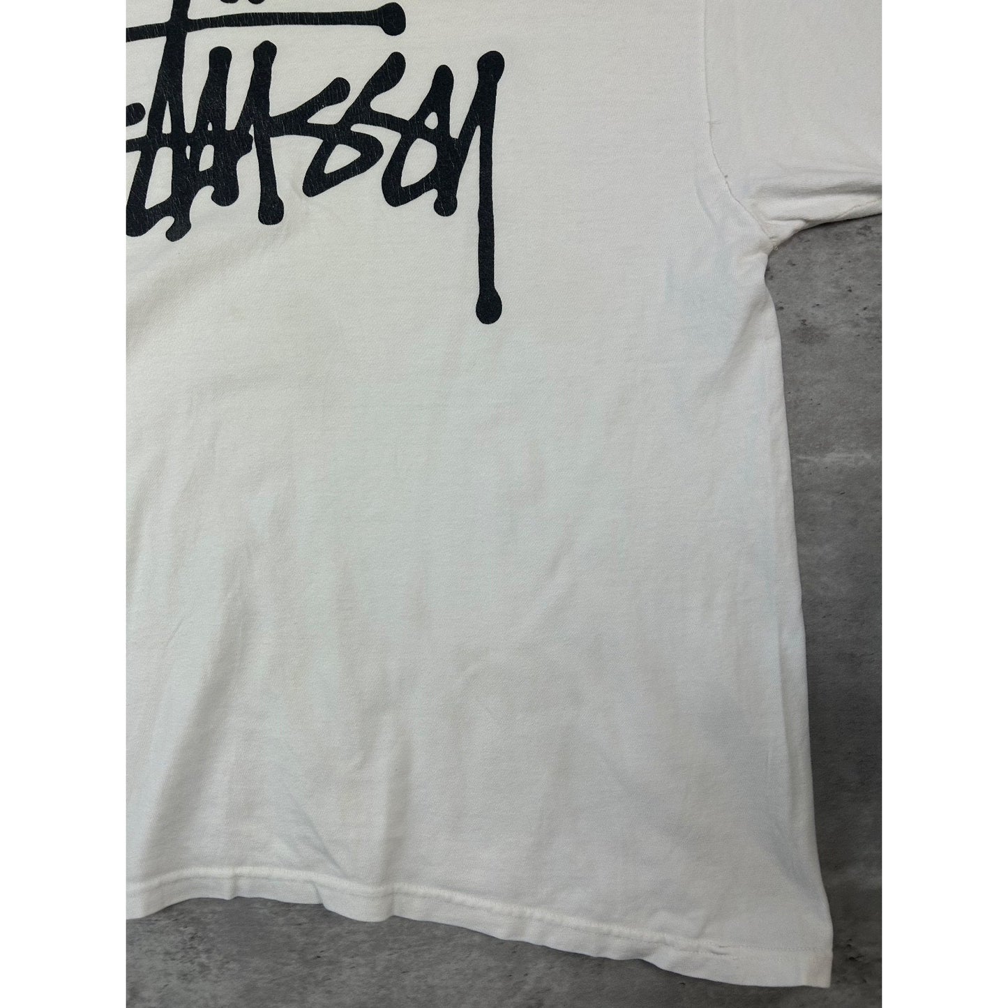 Vintage Stussy Classic Spellout Logo T-Shirt Size Large White