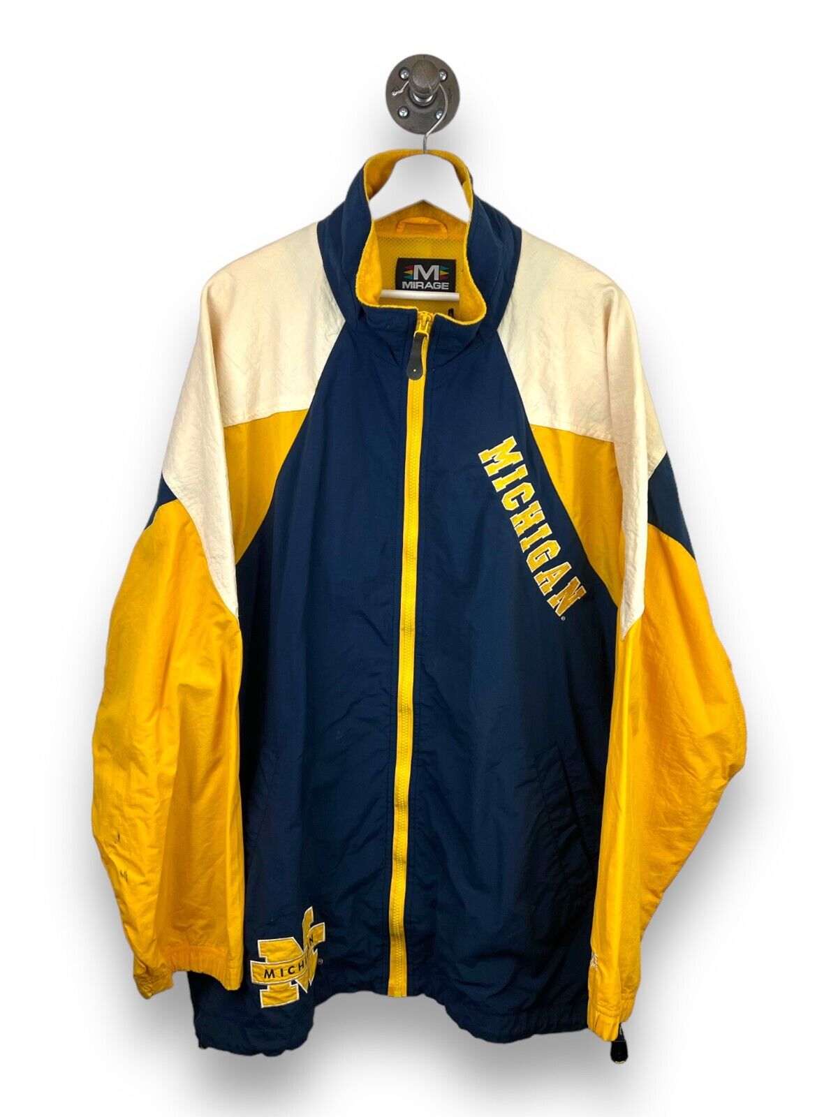 Vintage 90s Michigan Wolverines Mirage NCAA Nylon Windbreaker Jacket Size 2XL