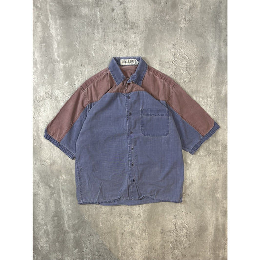 Vintage Bugle Boy Two Tone Single Pocket Short Sleeve Button Up Shirt Size Small
