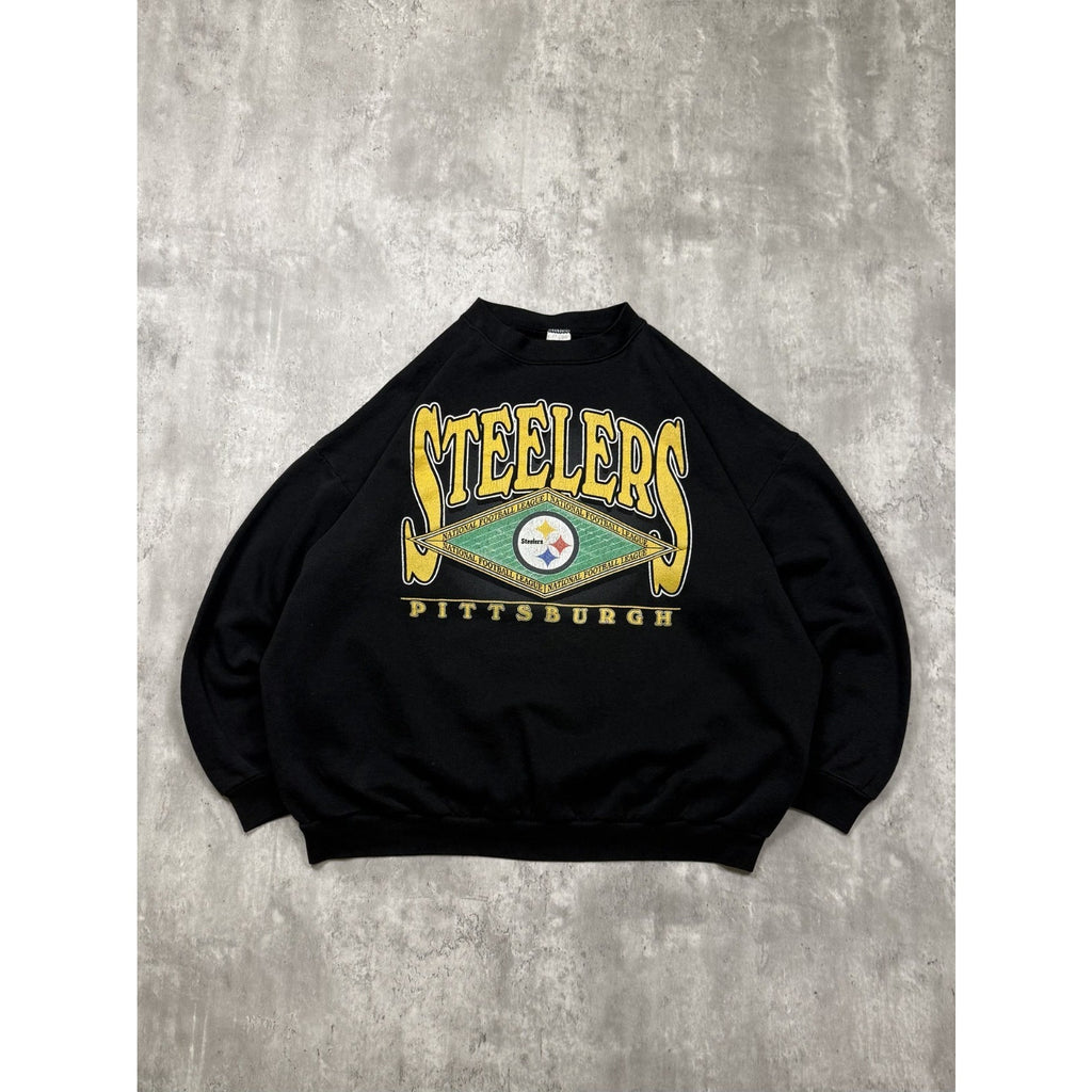 Vintage 90s Pittsburgh Steelers NFL Field Spellout Graphic Sweatshirt Size 2XL
