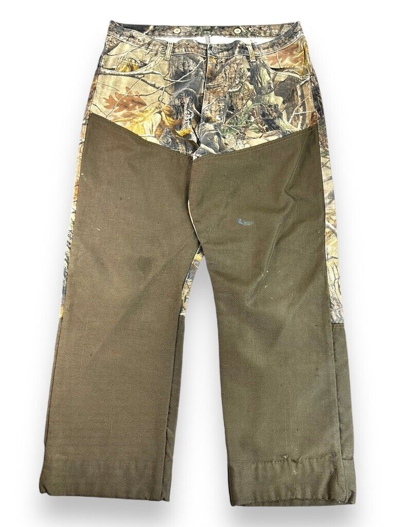 Vintage Wrangler Pro Gear Real Tree AP Camo Canvas Double Knee Hunting Pants 39W