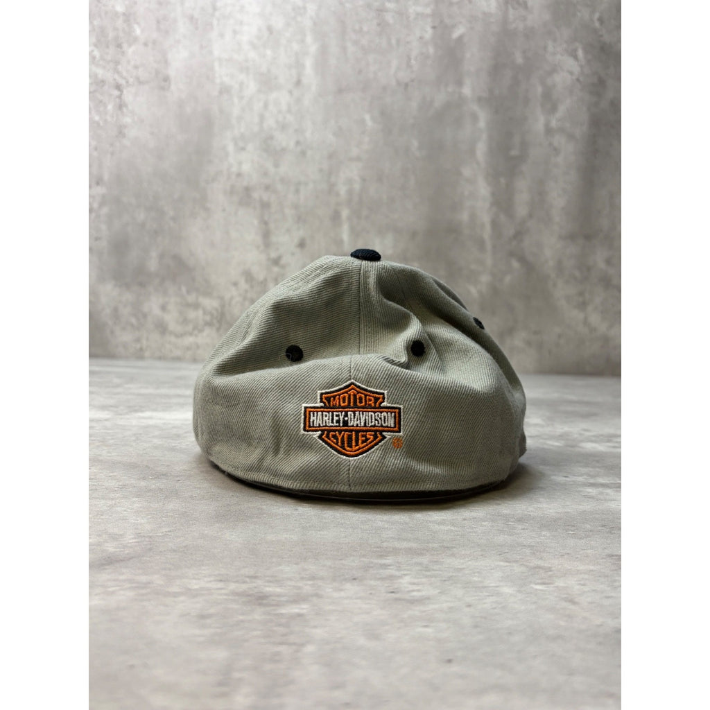 Vintage Harley Davidson Embroidered Classic Logo Gray Fitted Hat Size 7 1/4