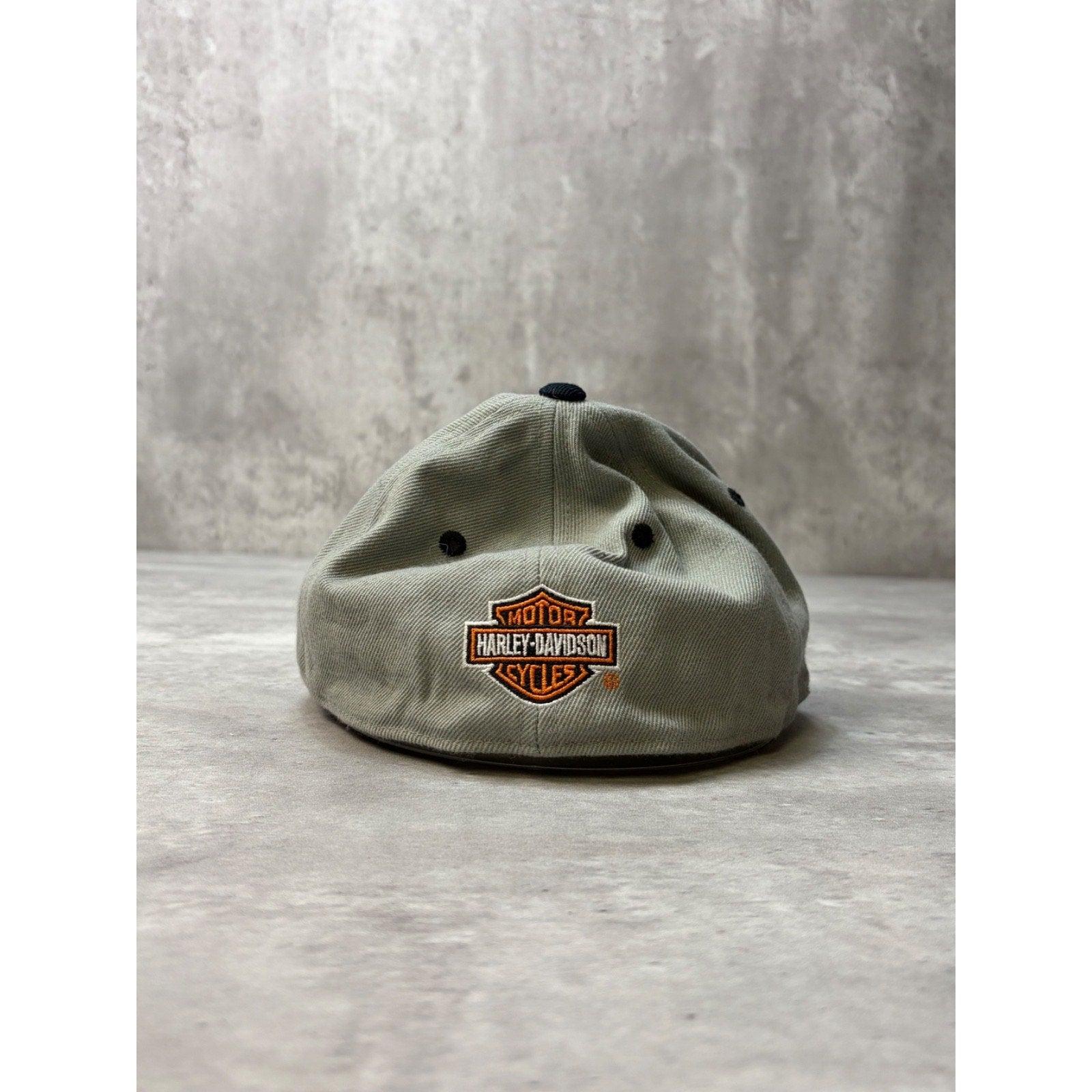Vintage Harley Davidson Embroidered Classic Logo Gray Fitted Hat Size 7 1/4