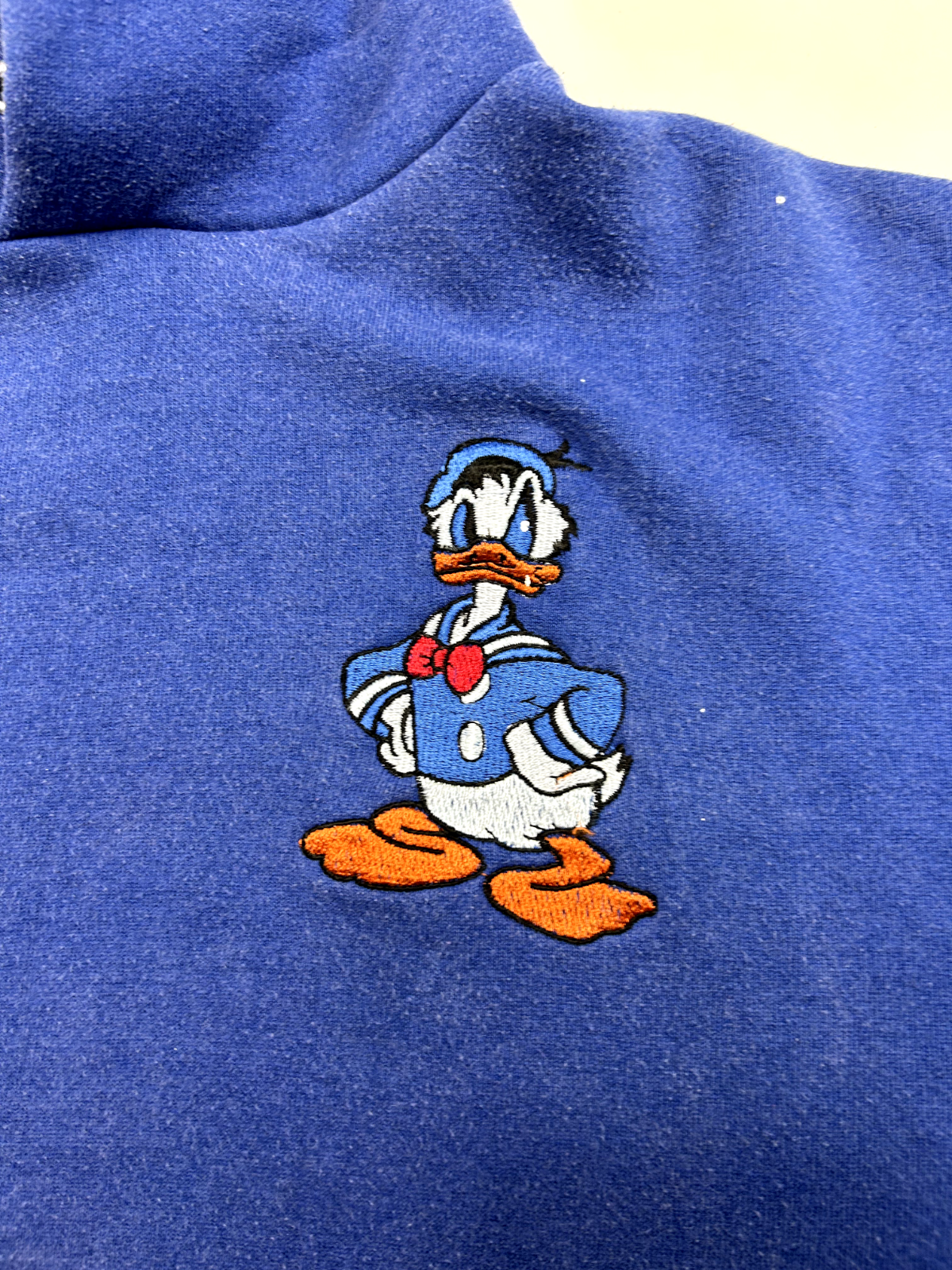 Vintage 90s Disney Donald Duck Embroidered Character Hooded Sweatshirt Sz Large