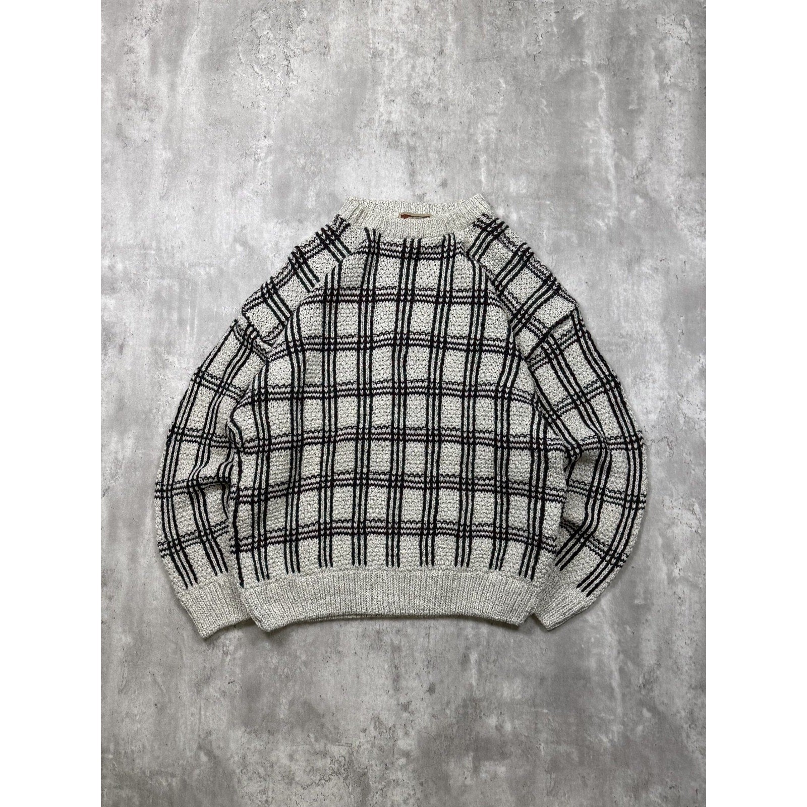 Vintage C.J. Cotton Geometric Pattern Knit Sweater Size XL