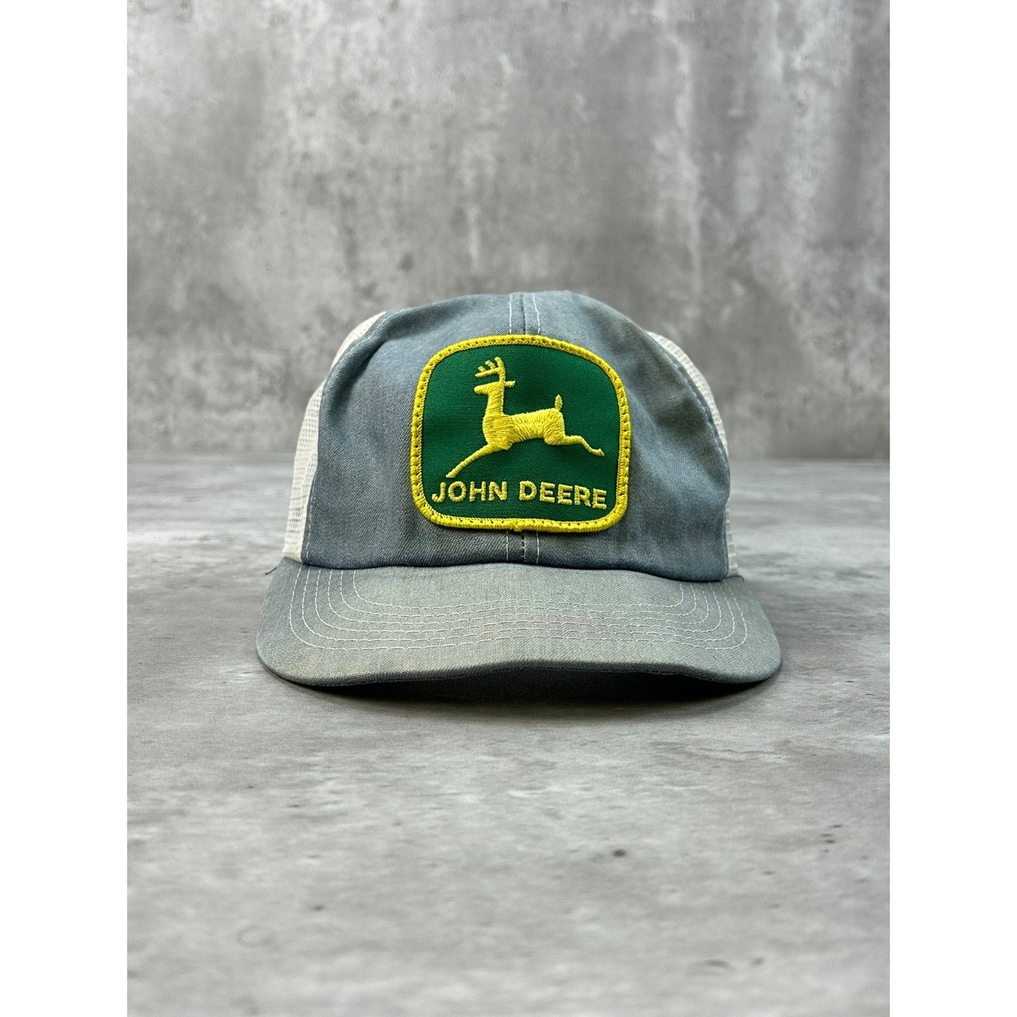 Vintage 80s John Deere Tractors Embroidered Patch Trucker Snapback Hat OSFA