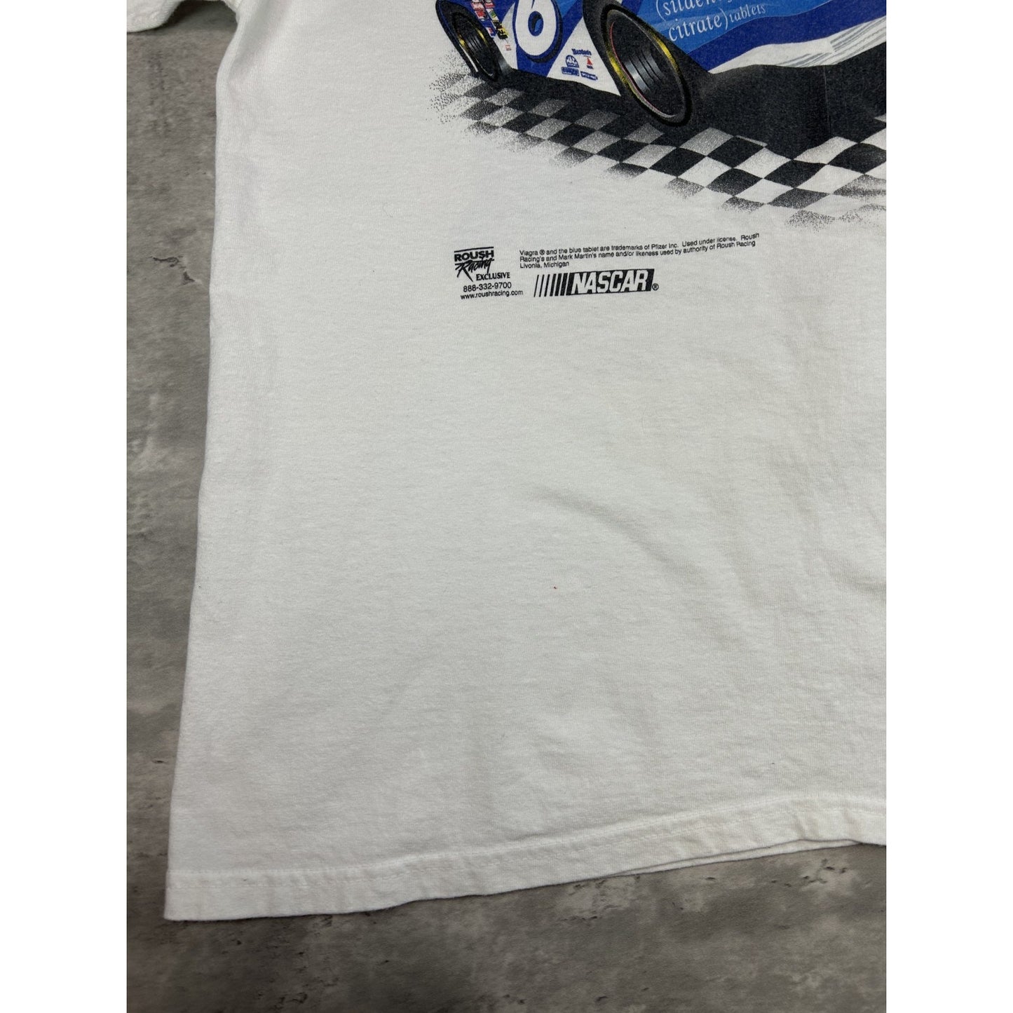 Vintage Mark Martin #6 Viagra Racing Nascar Graphic T-Shirt Size XL White