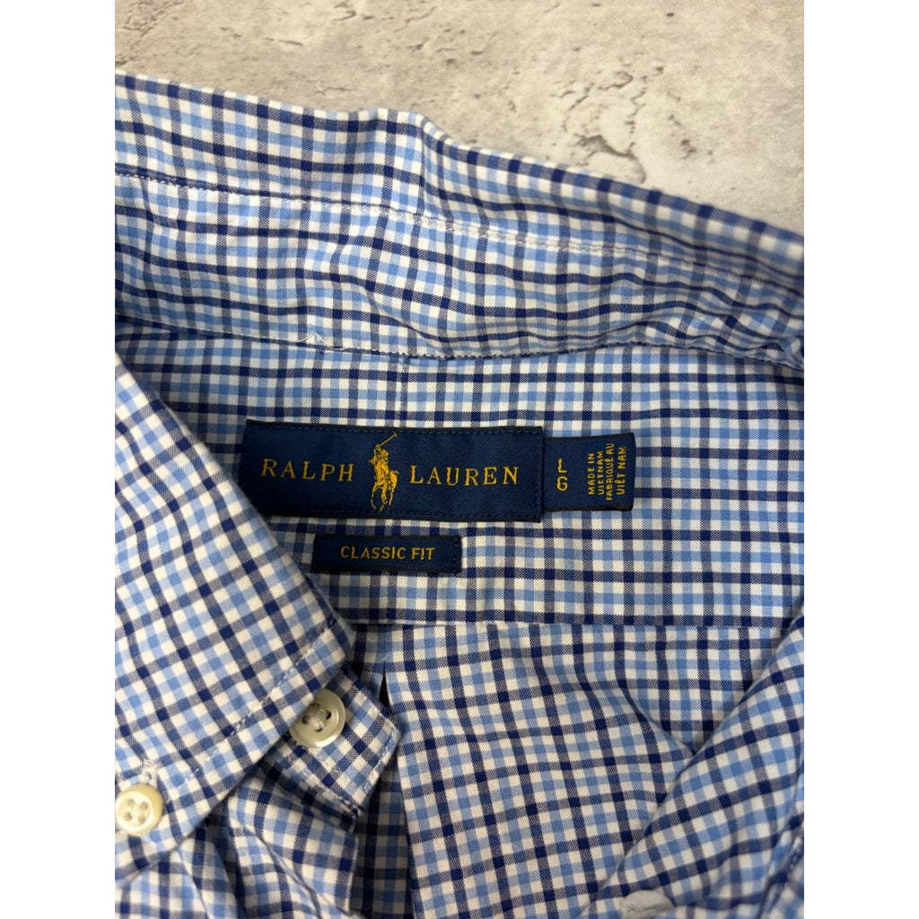 Vintage Polo Ralph Lauren Embroidered Pony Plaid Button Up Shirt Size Large