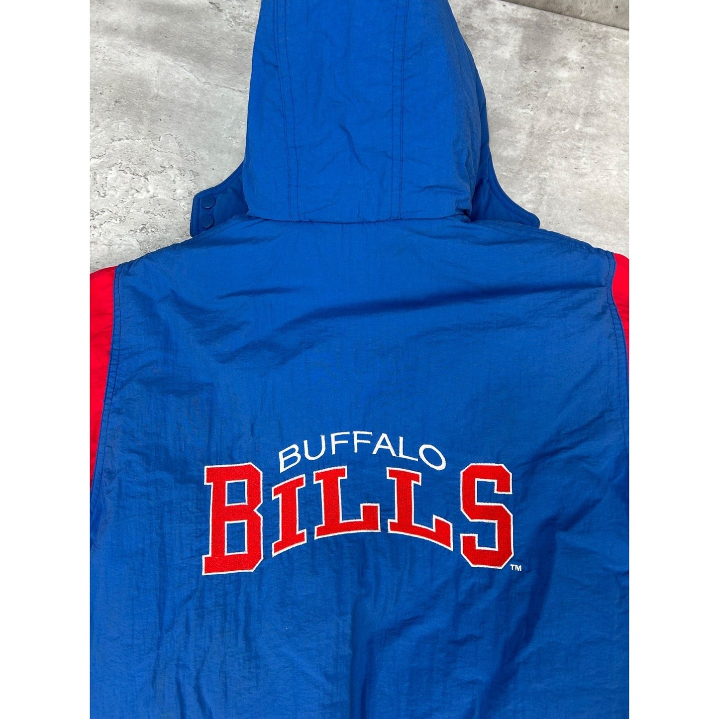 Vintage 90s Buffalo Bills NFL Insulated Embroidered Hooded Jacket Sz Large YOUTH