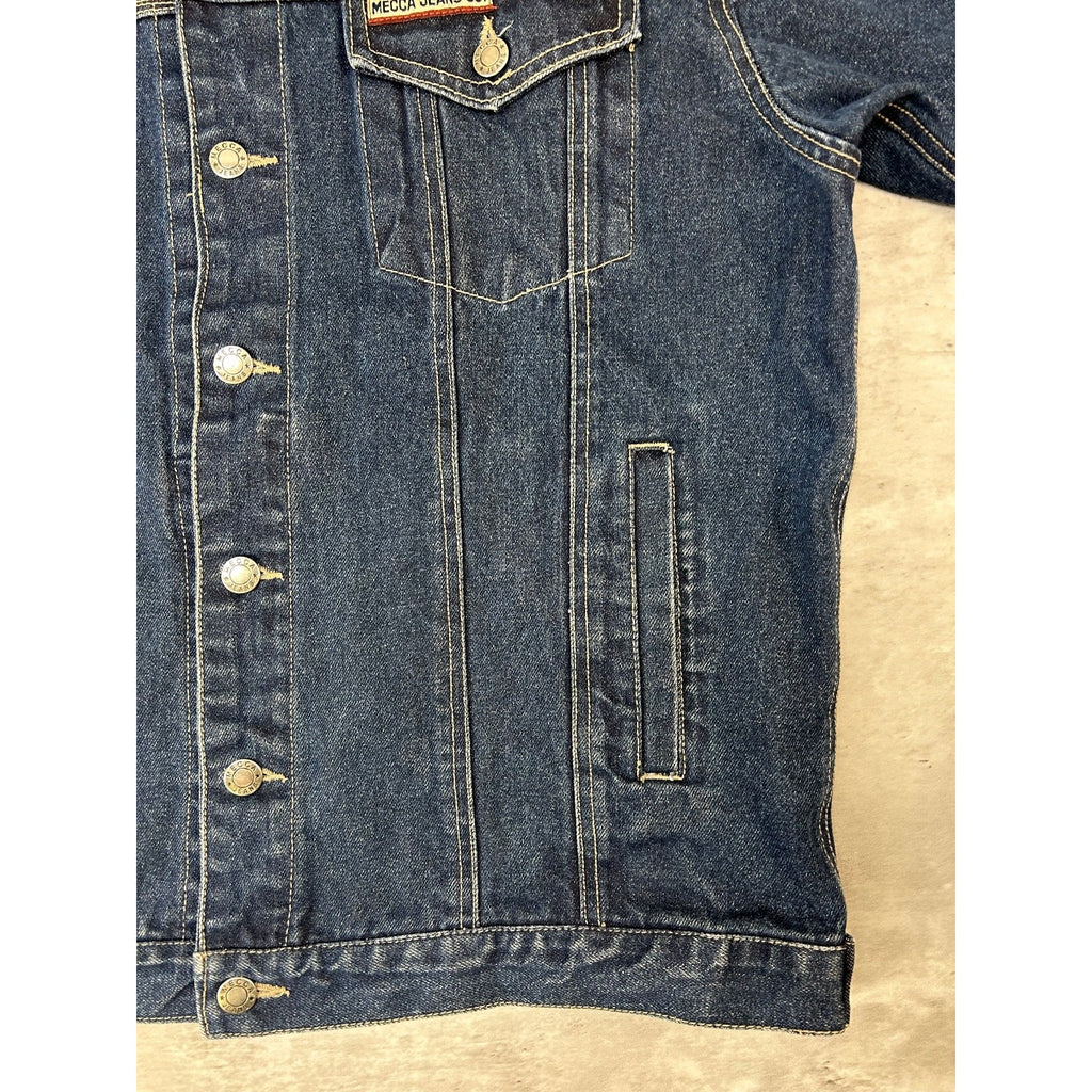 Vintage Y2K Mecca Jeans Dark Wash Denim Trucker Jacket Size Medium