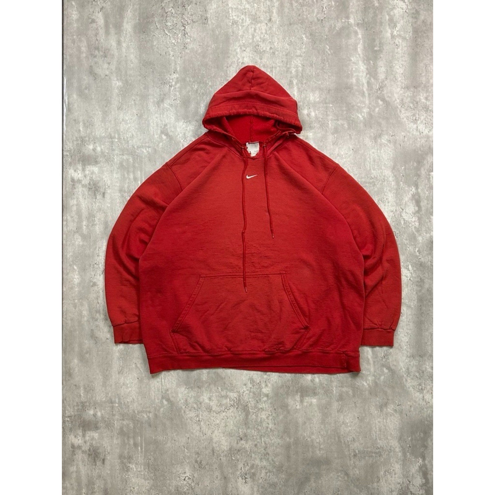Vintage 2000s Nike Embroidered Middle Swoosh Hooded Red Sweatshirt Size 2XL