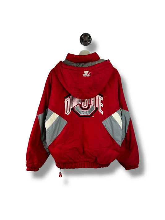 Vintage 90s Ohio State Buckeyes NCAA Insulated Starter 1/2 Zip Jacket Size Small