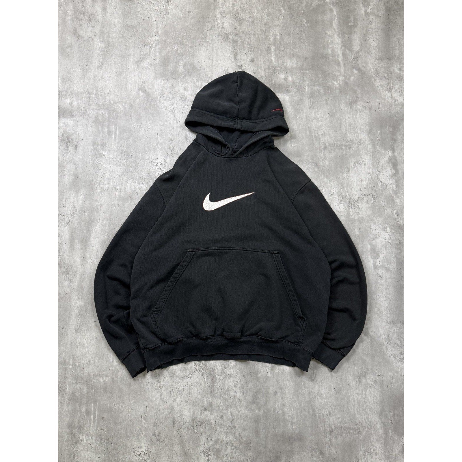 Vintage 2000s Nike Big Swoosh Graphic Hooded Sweatshirt Size Medium