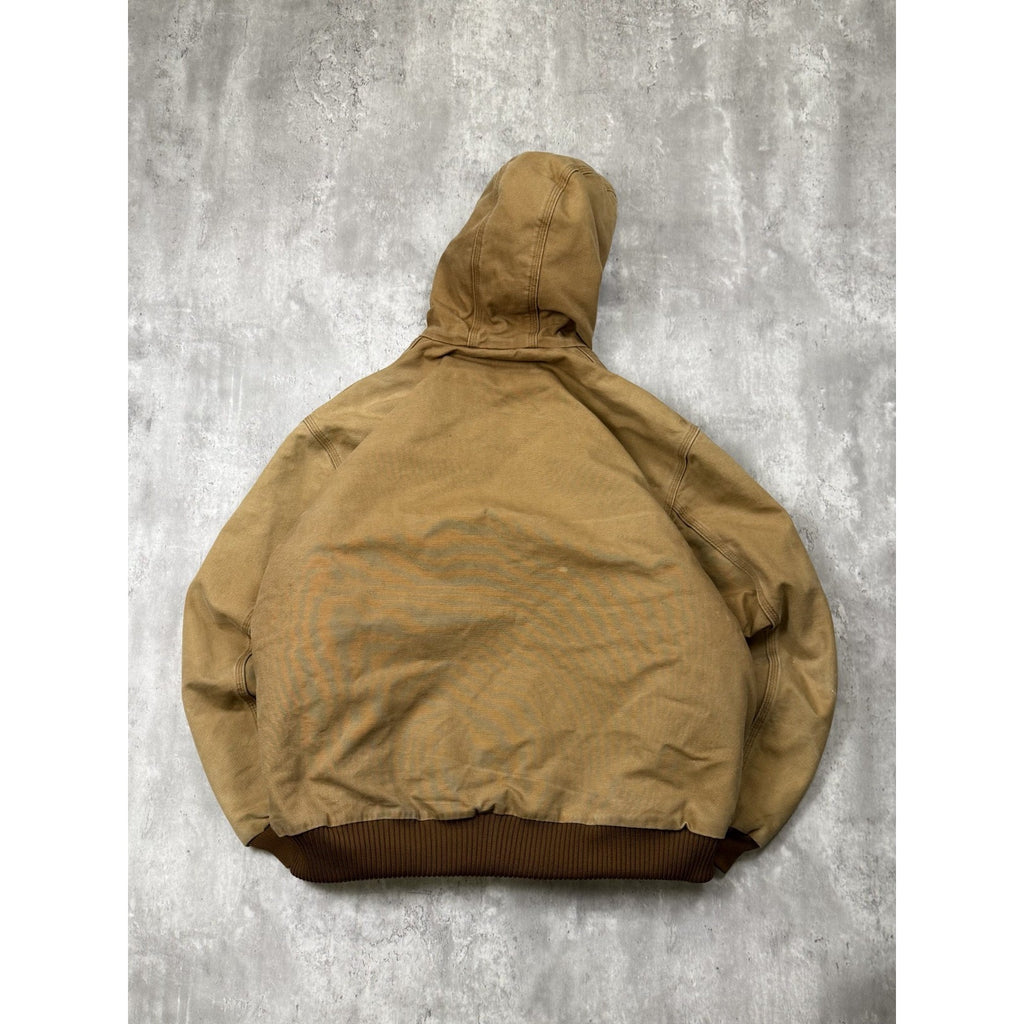 Vintage Carhartt Canvas Workwear Insulated Hooded Active Jacket Sz XL UJ140 BRN
