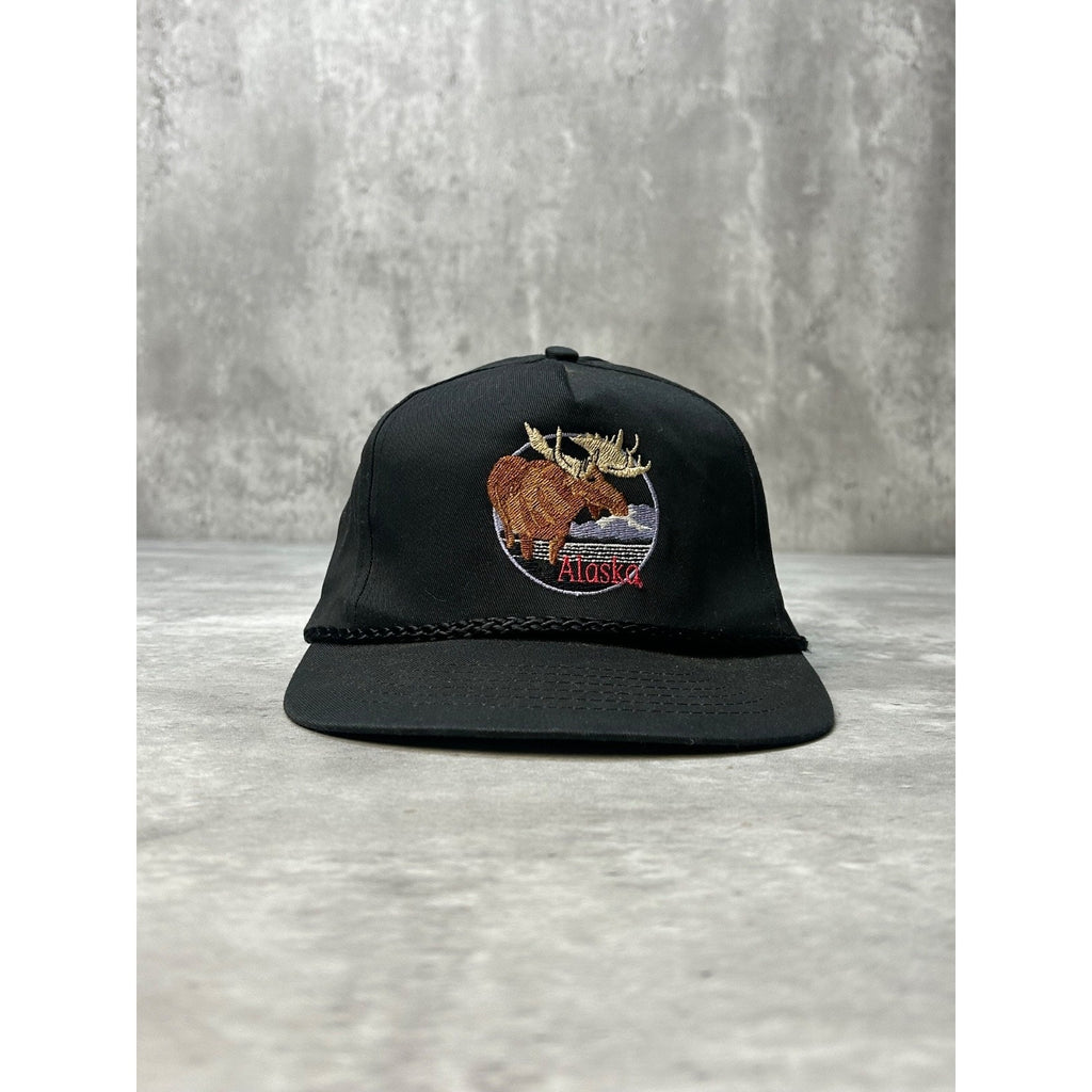 Vintage 90s Alaska Moose Embroidered Graphic Destination Snapback Hat OSFA