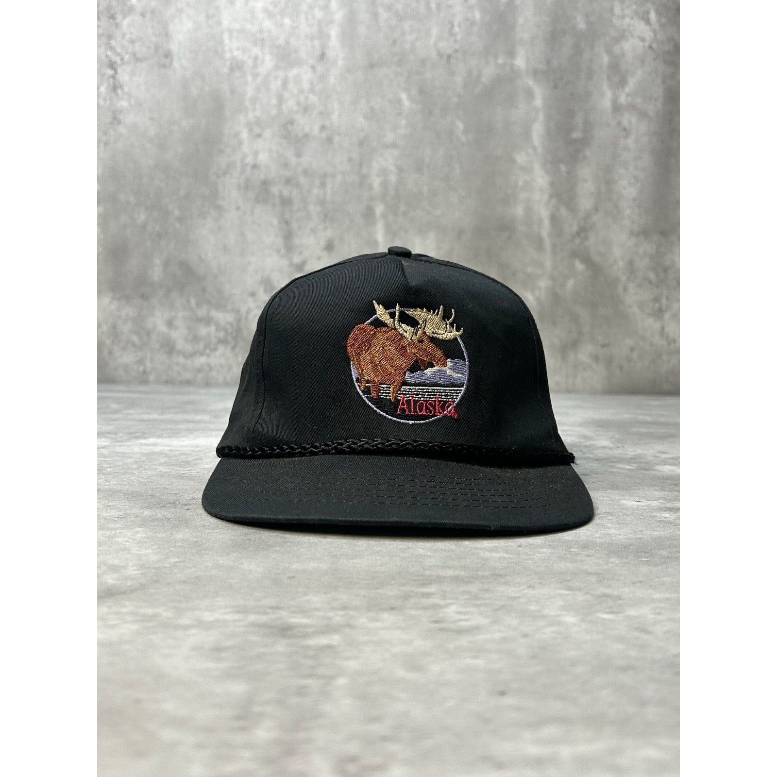 Vintage 90s Alaska Moose Embroidered Graphic Destination Snapback Hat OSFA
