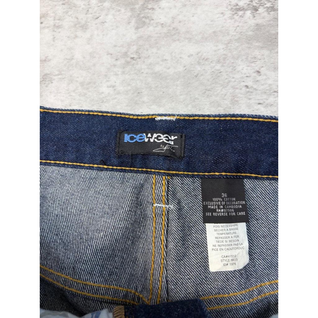 Vintage Y2K Icewear Contrast Stitched Dark Wash Denim Pants Size 36x34