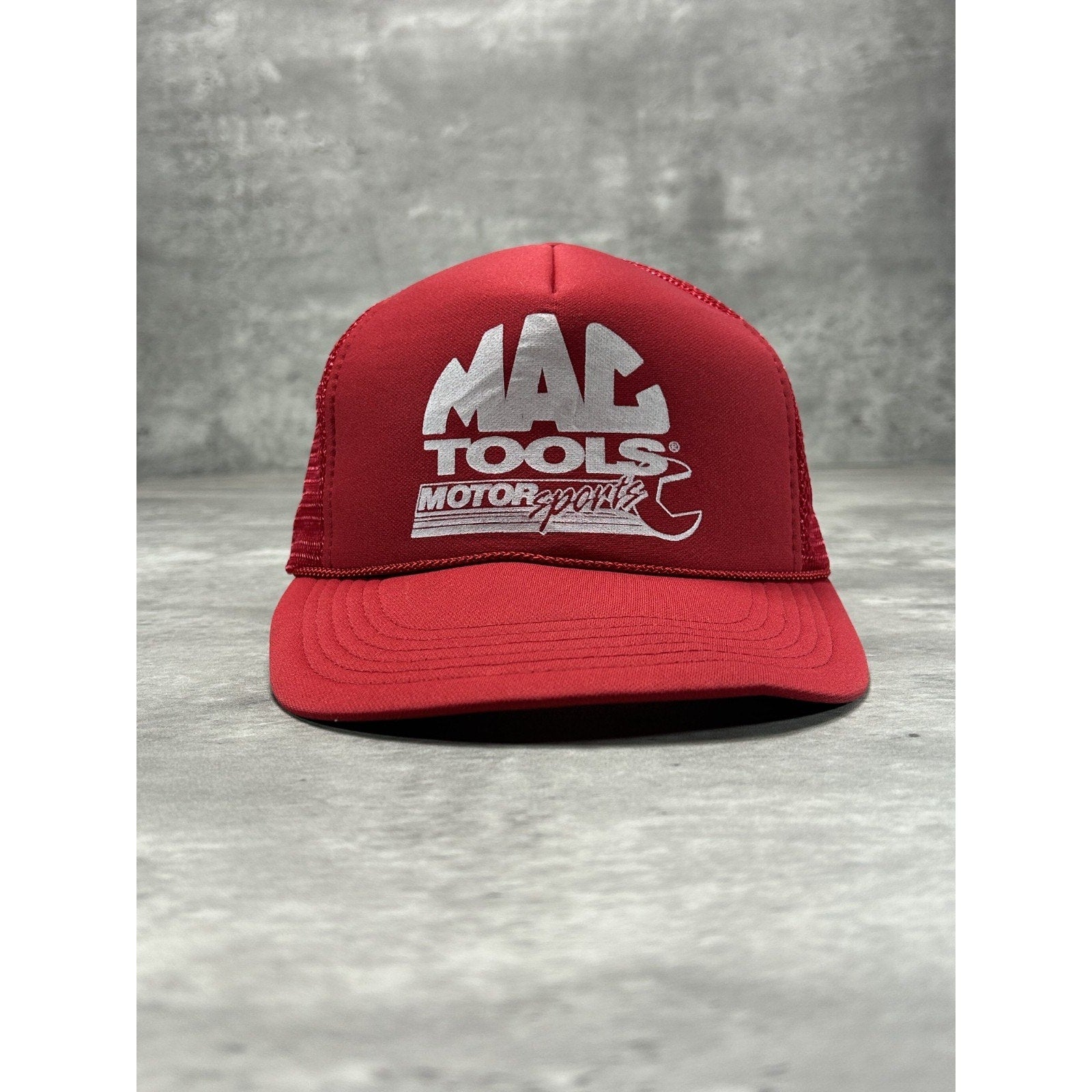 Vintage 90s Mac Tools Motorsports Spellout Graphic Trucker Snapback Hat OSFA