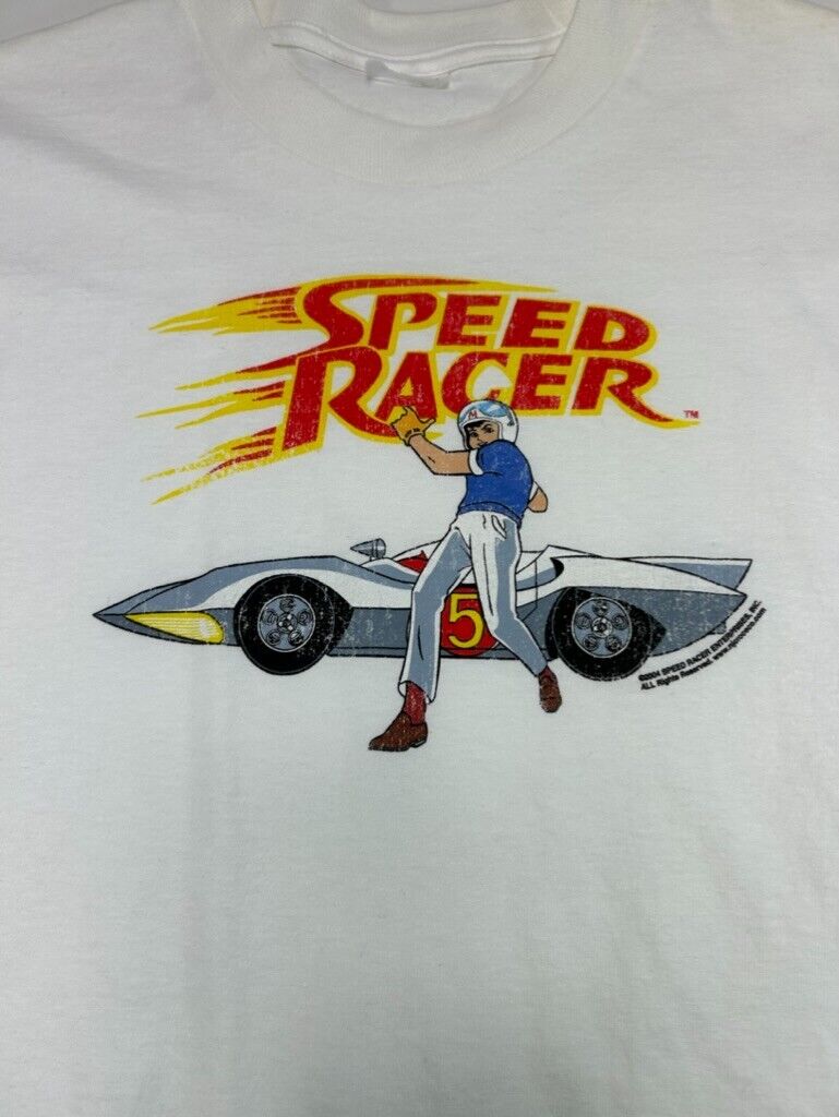 Vintage 2004 Speed Racer Anime Promo Spellout Graphic T-Shirt Size Small White