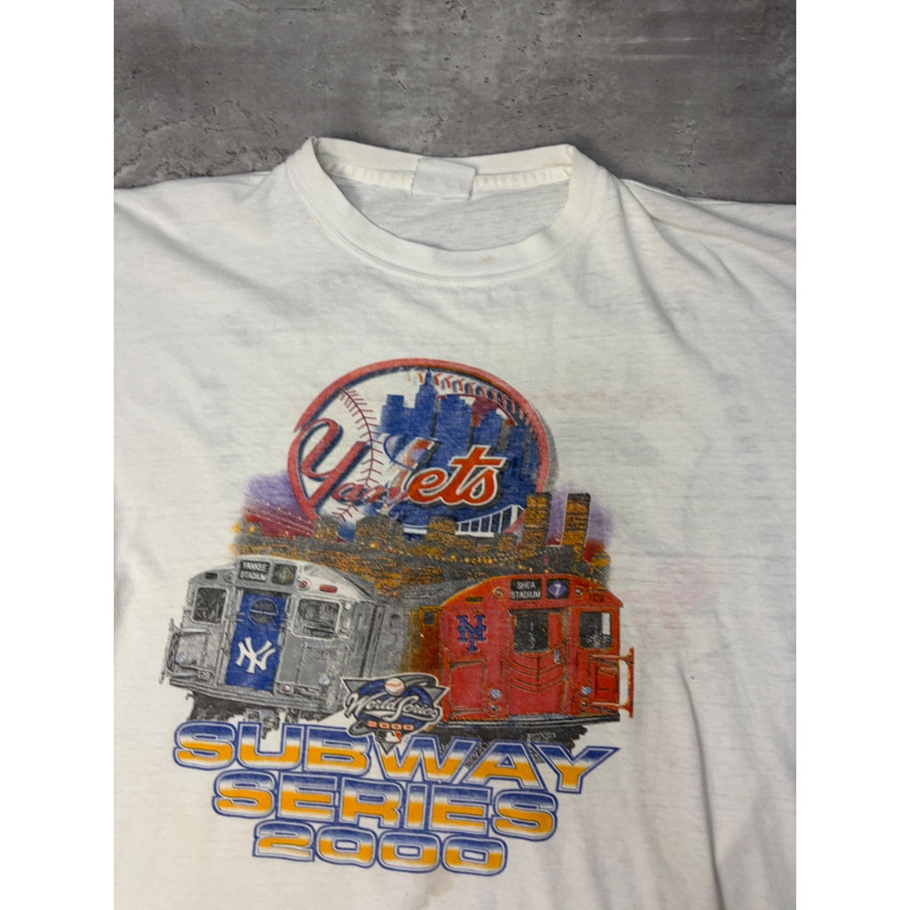 Vintage 2000 Yankees Vs Mets MLB Subway Series Baseball T-Shirt Size XL