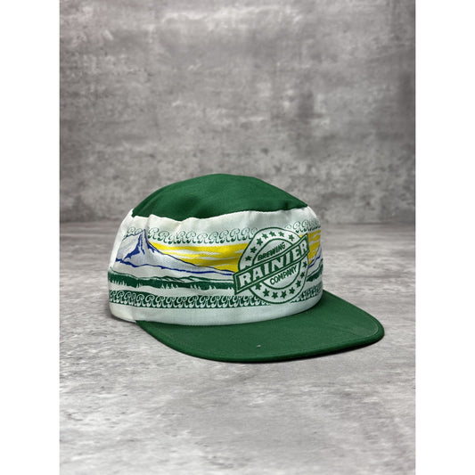 Vintage Rainer Brewing Company Beer Promo Mountain Graphic Fitted Hat OSFA