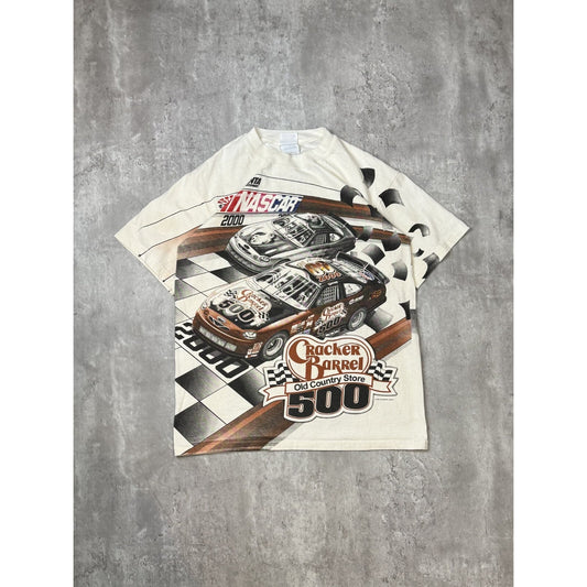 Vintage 90s Nascar Cracker Barrel 500 All Over Print Graphic T-Shirt Size Medium