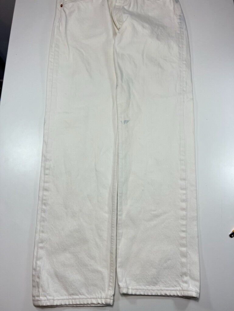 Vintage 90s Levi's 501 XX White Denim Button Fly Pants Size 32