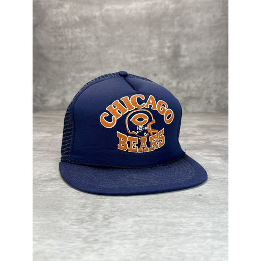Vintage 80s Chicago Bears NHL Graphic Helmet Spellout Trucker Snapback Hat OSFA