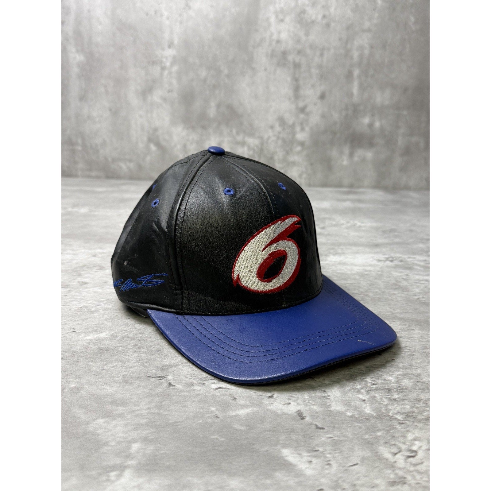 Vintage Mark Martin #6 Nascar Valvoline Racing Leather Strapback Hat OSFA