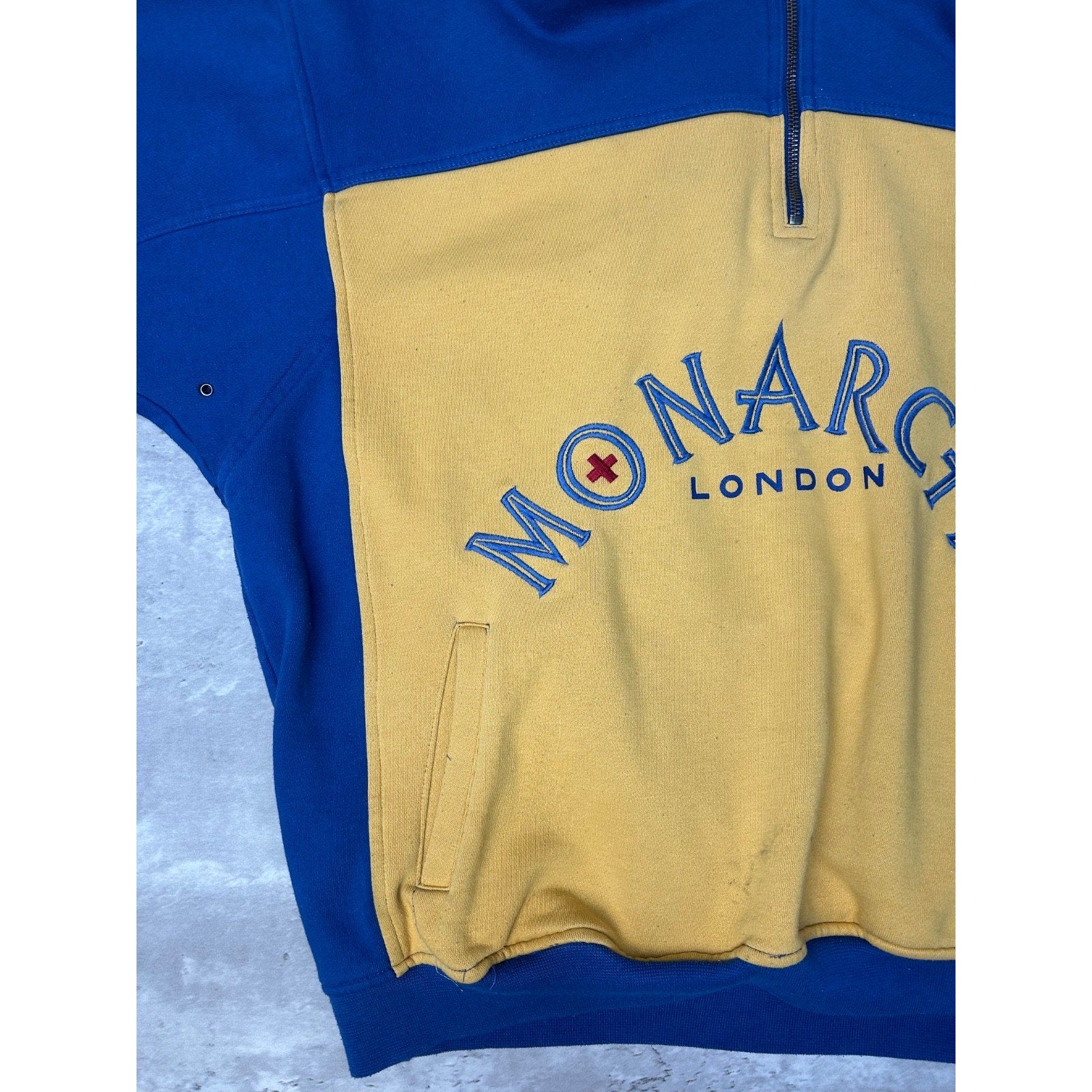 Vintage 80s/90s London Monarchs WFL Adidas 1/4 Zip Hooded Sweatshirt Size Medium